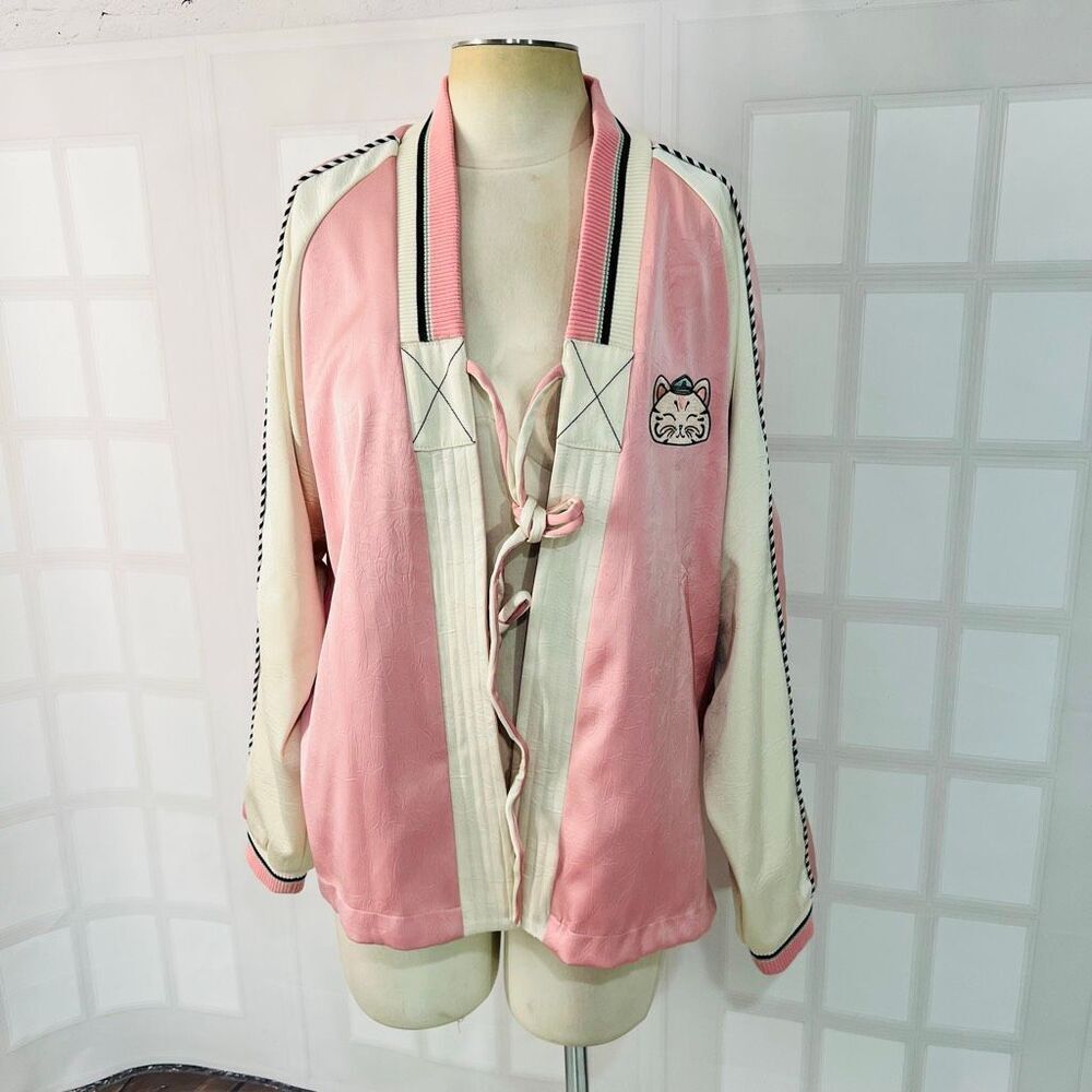 Ruyokoi paw to win satin kimono embroidered jacket size xs / small